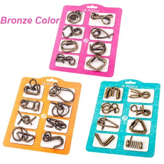 8Pcs/Set Metal Montessori Puzzle Wire IQ Mind Puzzles