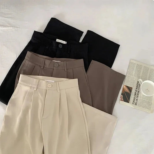 High Waist Women Suit Pants Straight Office Pants