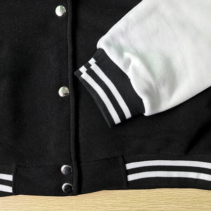 Black White Solid Color Jacket Loose Oversized Clothes Casual Men Baseball