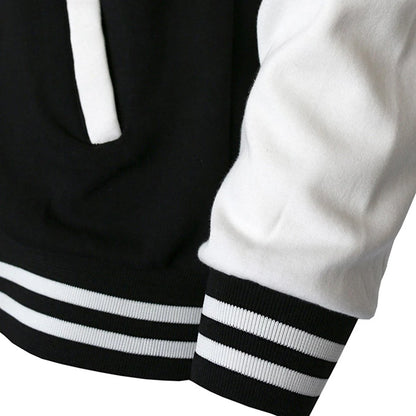 Black White Solid Color Jacket Loose Oversized Clothes Casual Men Baseball